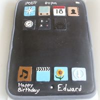 Ipod Touch Chocolate chip cake with fondant decorations for my nephew's 12th birthday.