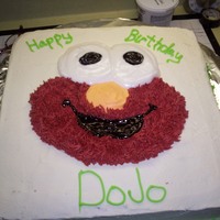 Elmo Cake This was a cake that was baked, iced and decorated within 2 1/2 hours. my sister asked me for it 3 months before and then said nothing...