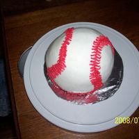 Round Baseball Cake first time trying this pan. it squashed a little bit but it was still good. the birthday boy loved it.