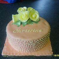 Rose Cake Fondant covered vanilla and lemon sponge - put together at the last minute first attempt at gumpaste roses.