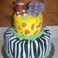 Safari Baby Shower Cake first attempt at sculpting animals and my first safari cake