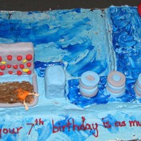 Wipeout Cake 1/4 sheet cake, cut in 1/2. RKT sucker punch, stairs, ramp and big balls. Decorations in fondant. Made this cake for my son's birthday...