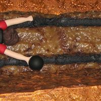 Bowler This is a German Chocolate cake in the shape of a bowling lane. Man is made out of clay