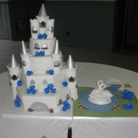 Castle & Swan Castle for wedding. Bride loves swans and wanted the swan topper with the castle so i made a small "swan lake" for her. 15 &...