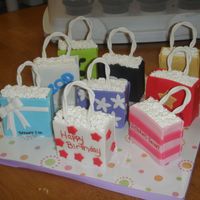 Shopping Bags Just a cute quick b-day cake for a friends mom. The b-day girl is on ww so i made them out of 1pt lemon cakes.