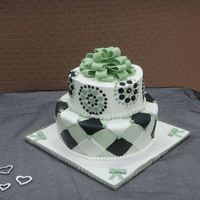 Green & Black Bridal Shower Bridal shower cake. Buttercream base with fondant accents.