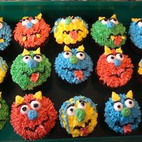 Monster Cupcake these were quick cupcakes for a friends daughters birthday.,.. choc cupcake with buttercream icing