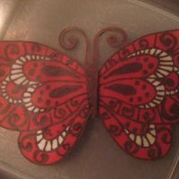 Butterfly Chocolate Transfer This is my third attempt at Chocolate Transfers. As you can see the body did not work out, lol but the detail was fun. Practice, practice...