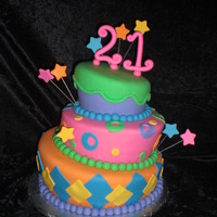Topsy Turvy 21st birthday topsy turvy cake