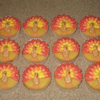 Thanksgiving Turkey Cupcakes These are vanilla cupcakes with buttercream frosting.