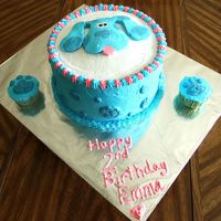 Blue's Clues Cake I made this Blue's Clues cake for my niece. It is decorated in buttercream. The inside when cut will be a blue and white checkerboard...
