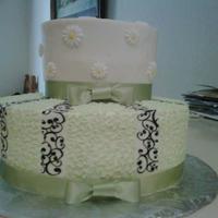 Lime whip topping,sugar flowers daisies,edible image scrolls,buttercream cornellis lace