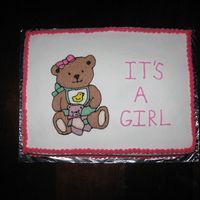 Girl Bear. All butter cream frosting. Tried to make the cake looking like the party theam.