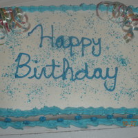 Simple B-Day Cake Just a wasc cake with bc icing. Just something simple for my husband's b-day.