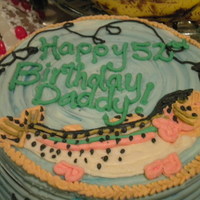 My Dad's Birthday Cake He loves fishing I piped on this design with buttercream!