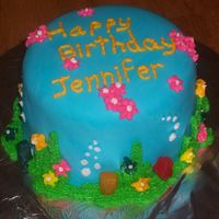 Under Sea Birthday Cake This cake was supposed to have a big Spongebob on the top of it but my little girl broke one and then I messed up another so I got lazy and...