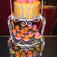 14Th Bday when cut cake was Lime green and hot pink