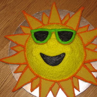 Sunshine Chocolate Fudge cake baked in soccer ball pan with cookie sunglasses and rays