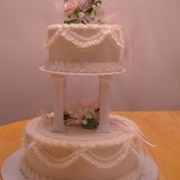 Wedding Cake My test cake for class back in March 2008.Buttercream with royal icing bouquets