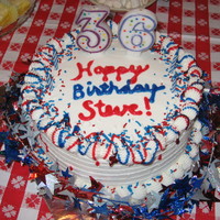 Partriotic Birthday Birthday cake for my husband, whose birthday is the day after the Fourth of July, so I killed two birds with one stone.