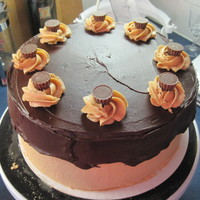 Peanut Butter Cup Chocolate cake with peanut butter buttercream, chocolate ganache and pb cup accents