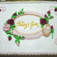 50Th Anniversary Companion Cake Large anniversary required a companion cake. BC iced & trimmed with fondant plaque