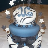 Black & Blue Sweet 16 My first attempt at a topsy turvey cake for my nieces sweet 16.
