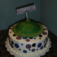 Over The Hill White Chocolate cake with strawberry and white chocolate truffle filling. They requested purple, black, and blue polka dots and a hill on...