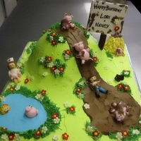 Piggy Fun The customer wanted a birthday cake for her two grown daughters. One was a nurse who really likes pigs and just got a puppy, the other has...