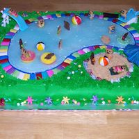Swimming Party Cake swimming pool with teddy grahams