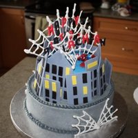 Spiderman 10 and 6 inch cake covered in BC with fondant and royal icing accents. Lots of inspiration from this site! TFL!