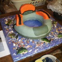 Belly Boat Cake I made this cake for my uncle for his 60th b-day. He's an avid fisherman. Made a 14"x3" round cake. Tarted cut an 8"...
