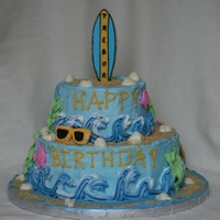 Surfboard Birthday Cake Birthday cake for my son's birthday! My kids always get screwed on their cakes!! I had grand plans for this (inspired by another cake...