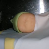 Close Up Of Book Baby Baby is made of fondant. Face was made using a mold.