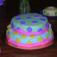 First Birthday Cake 8in. and 6in. two tier yellow cake. Buttercream icing and mmf decorations.