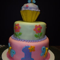 1St Birthday Cake cake done to match party favors for 1st birthday. fondant accents on fondant.