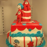 Baby Shower For Twins the mom to be referred to the twins as thing one and two so that was the theme for the baby shower. The bottom cake is vanilla with black...