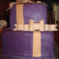 Bridal Shower Cake Fondant covered cake with royal icing piping details and gum paste bows :)