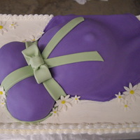 Baby Bump Cake Simple, elegant baby bump cake. Fondant dress and buttercream sheet cake.
