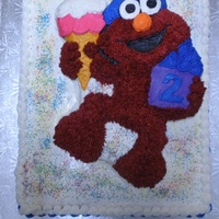 Elmo Cake - Placed On Top Of White Sheet Cake 