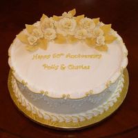 Lambeth Inspired 50Th Wedding Anniversary Inspired by the cake in the June/July 2009 issue of American Cake Decorating magazine. The roses are ivory gum paste with gold luster dust...