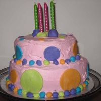 Polka Dot B-Day Cake My first stacked cake and first homemade fondant. It's a little lopsided but the birthday person loved it and it was yummy (WASC,...
