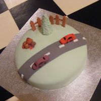 Car Cake Another view of birthday cake for four year old boy. All Fonant.