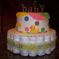 Baby Shower Cake This is a baby shower cake for my friend. The top is a chocolate cake with buttercream frosting and fondant accents. Ducks are chocolate...