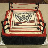 Wwe Birthday Cake French vanilla cake, vanilla buttercream. Edible image with WWE Logo. Was disappointed that I couldn't get the "strings" on...