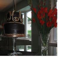 Engagement Cake Chocolate fondant and letters covered in 24K edible gold dust.