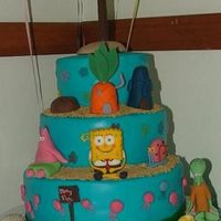 Spongebob Birthday Cake I made this cake for my son's birthday. Spongebob theme of course. Island, Houses, SB, Squidward, Patrick and Gary are all made of...
