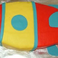 Rocket Ship Cake I made this cake with MMF. Was for a theme that my friend had for her son. This is my 3rd cake.