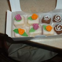 Petit Fours yellow cake with poured fondant.