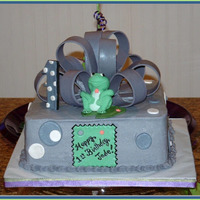 Toadly Awesome 1St Birthday Made this cake for my granddaughter's 1st B-day. Daughter wanted to do a frog green and purple theme. My first sculpted fondant animal...